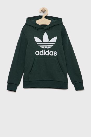 Detská mikina adidas Originals zelená farba, s potlačou