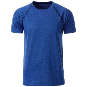 James & Nicholson Pánske funkčné tričko JN496 - Modrý melír / tmavomodrá | XL