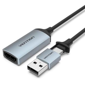 Vention HDMI Female to USB-C/USB-A Male Video Capture Card 0.1M Gray (ACWHA)