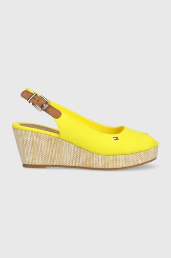 Sandále Tommy Hilfiger dámske, žltá farba, na kline