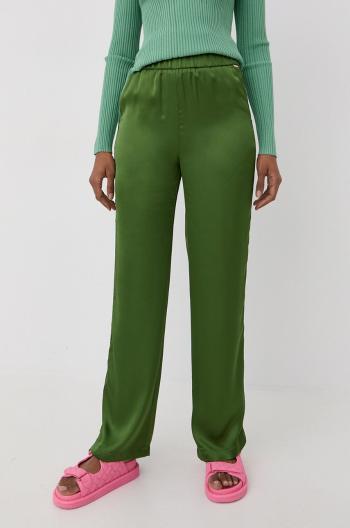 Nohavice Liu Jo dámske, zelená farba, rovné, vysoký pás