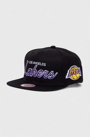 Šiltovka s prímesou vlny Mitchell&Ness NBA LOS ANGELES LAKERS čierna farba, s nášivkou