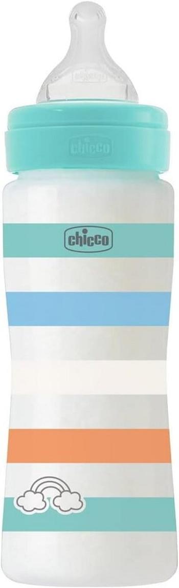 CHICCO Fľaša dojčenská Well-being silikón 330 ml chlapec