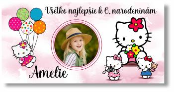 Narodeninový banner s fotkou - Hello Kitty Rozmer banner: 130 x 260 cm