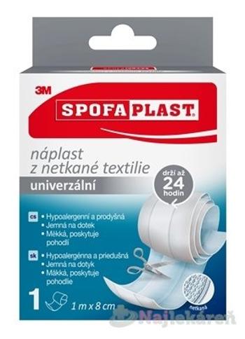 3M SPOFAPLAST č.864 Náplasť z netkanej textílie univerzálna, rýchloobväz, 1m x 8cm, 1 ks