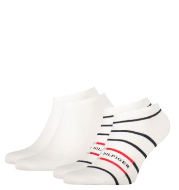 TOMMY HILFIGER - 2PACK Breton stripe biele členkové ponožky-39-42