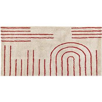 Bavlnený koberec 80 × 150 cm béžový/červený TIRUPATI, 303038 (beliani_303038)