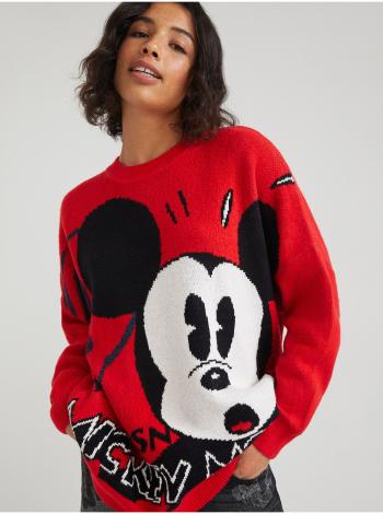 Červený dámsky sveter Desigual Mickey Mouse