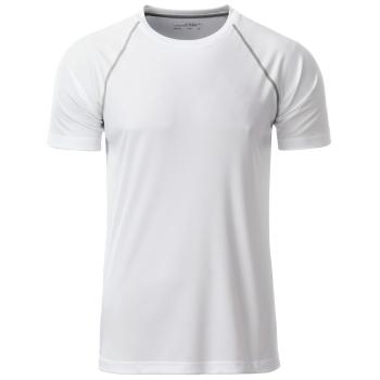 James & Nicholson Pánske funkčné tričko JN496 - Biela / strieborná | XXL
