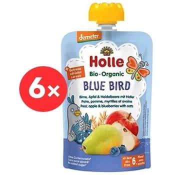 HOLLE Blue Bird BIO hruška jablko čučoriedky a vločky 6× 100 g (7640161877306)