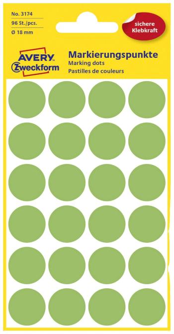 Avery-Zweckform 3174 popisovače etikiet Ø 18 mm jasne zelená 96 ks permanentné papier