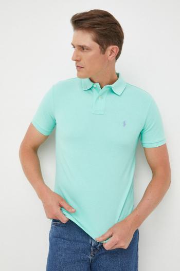 Bavlnené polo tričko Polo Ralph Lauren zelená farba, jednofarebné