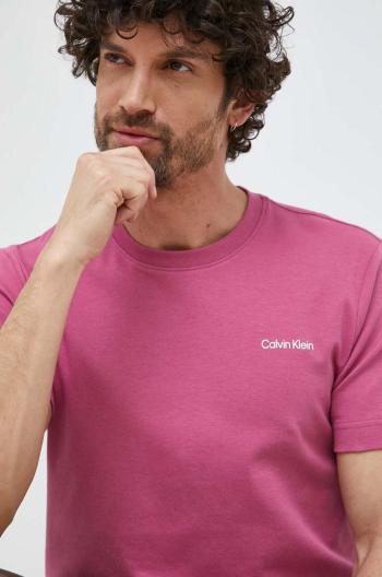 Bavlnené tričko Calvin Klein fialová farba, jednofarebné