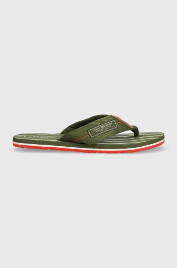 Žabky Tommy Hilfiger PATCH HILFIGER BEACH SANDAL pánske, zelená farba, FM0FM04470