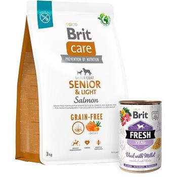 Brit Care Dog Grain-free s lososom Senior & Light 3 kg + Brit Fresh Veal with millet 400 g (KRMP1269bun)