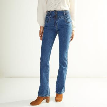 Blancheporte Bootcut džínsy s vysokým pásom, vnútor. dĺžka nohavíc 78 cm denim 44