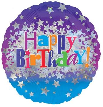 Amscan Fóliový balón - Happy Birthday Hviezdy 43 cm
