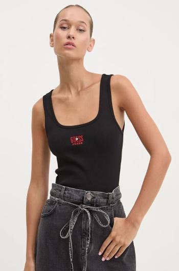 Top Guess Jeans dámsky, čierna farba, W4BP43 KA0H1