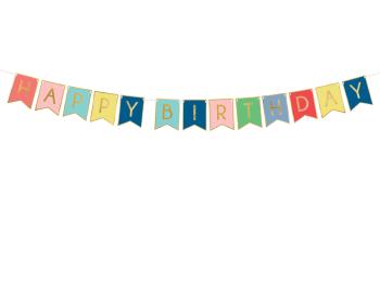 PartyDeco Banner - Happy Birthday mix farieb 15 x 175 cm