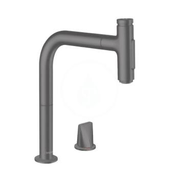 HANSGROHE HANSGROHE - M71 Drezová batéria M7120-H200 v vyťahovacou spŕškou, 2-otvorová inštalácia, sBOX, matná čierna 73818670