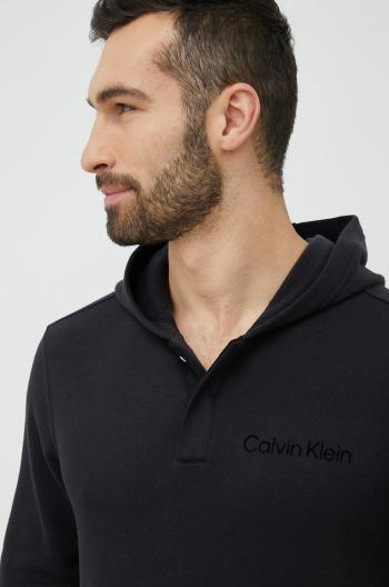 Tréningová mikina Calvin Klein Performance pánska, čierna farba, s kapucňou, jednofarebná