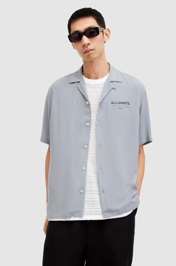 Košeľa AllSaints ACCESS SS SHIRT pánska, šedá farba, voľný strih, M064SA