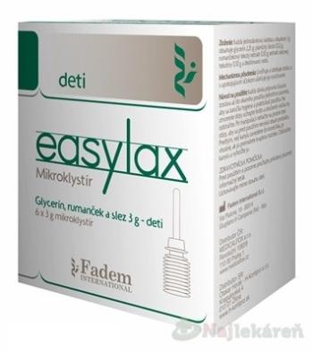 EASYLAX Mikroklystír pre deti glycerín rumanček a slez 6 x 3 g