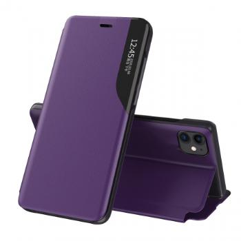 MG Eco Leather View knižkové puzdro na iPhone 13 Pro Max, fialové