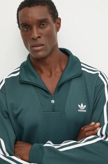 Mikina adidas Originals Funnelneck Tracktop pánska, zelená farba, s nášivkou, IZ2502