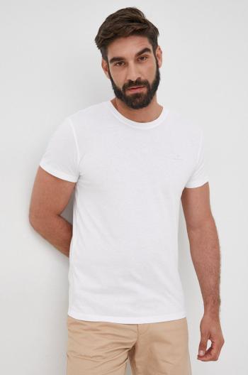 Bavlnené tričko Gant tmavomodrá farba, jednofarebné