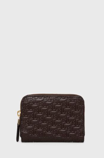 Kožená peňaženka Lauren Ralph Lauren dámsky, hnedá farba