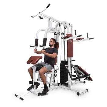 KLARFIT Ultimate Gym 9000, 7 staníc, do 120 kg, QR oceľ, biela