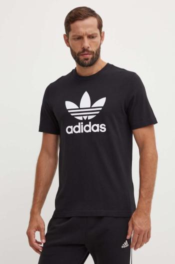 Bavlnené tričko adidas Originals čierna farba, s potlačou