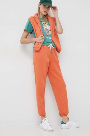 Tepláky Polo Ralph Lauren dámske, oranžová farba, jednofarebné