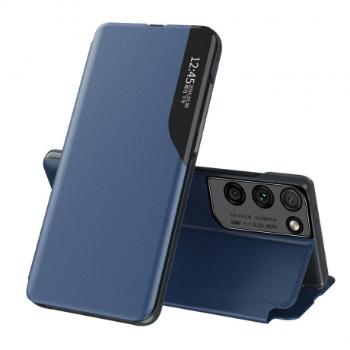 MG Eco Leather View knižkové puzdro na Samsung Galaxy S21 Ultra 5G, modré
