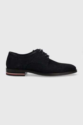 Semišové poltopánky Tommy Hilfiger CORPORATE HILFIGER SUEDE SHOE pánske, tmavomodrá farba, FM0FM04434