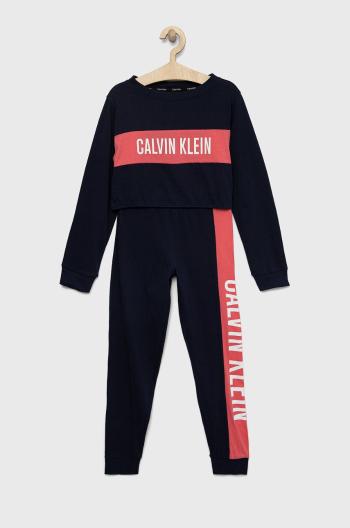 Detské bavlnené pyžamo Calvin Klein Underwear tmavomodrá farba, vzorovaná