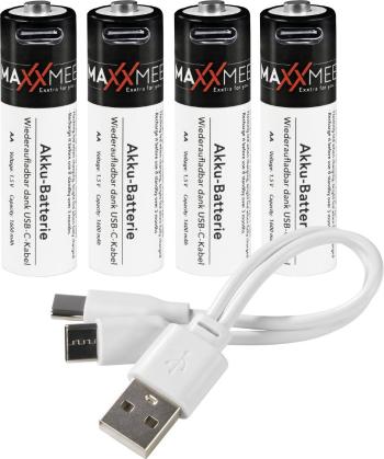 Maxxmee AA-USB-C tužkový akumulátor typu AA  Ni-MH 1600 mAh 1.2 V 4 ks