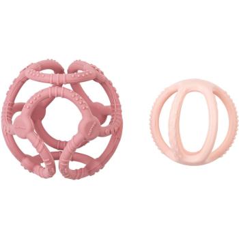 NATTOU Teether Silicone Ball 2 in 1 hryzadielko Pink 4 m+ 2 ks