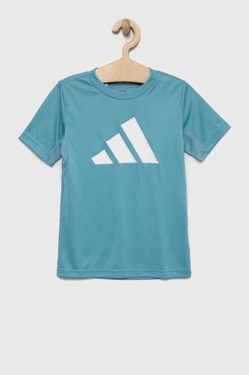 Detské tričko adidas U TR-ES LOGO tyrkysová farba, s potlačou