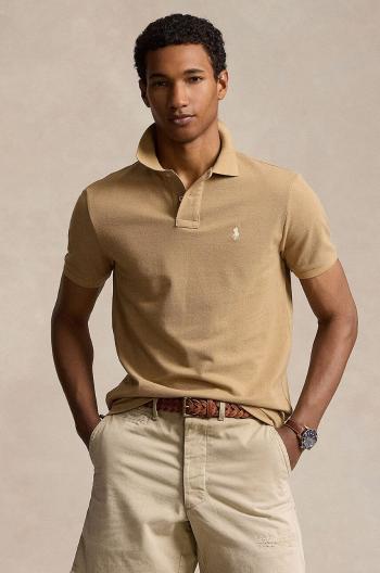 Bavlnené polo tričko Polo Ralph Lauren béžová farba, jednofarebný, 710680784