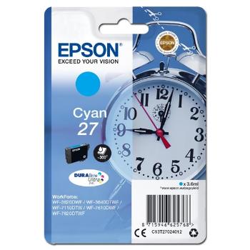 Epson originál ink C13T27024012, 27, cyan, 3,6ml, Epson WF-3620, 3640, 7110, 7610, 7620, azurová