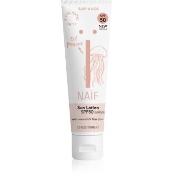 Naif Baby & Kids Sun Lotion SPF 50 opaľovací krém bez parfumácie pre deti od narodenia SPF 50 100 ml