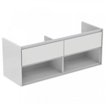 Kúpeľňová skrinka pod umývadlo Ideal Standard Connect Air 130x44x51,7 cm v kombinácii svetlo šedá lesk / biela mat E0831EQ