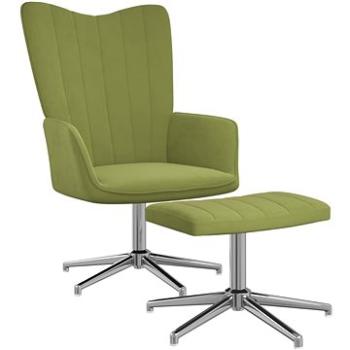 Relaxačné kreslo so stoličkou svetlo zelené zamat, 327735