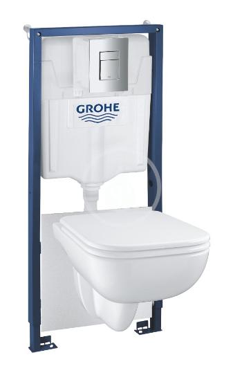 GROHE - Solido Set predstenovej inštalácie, klozetu Edge Ceramic a dosky softclose, tlačidlo Even, chróm 39817000