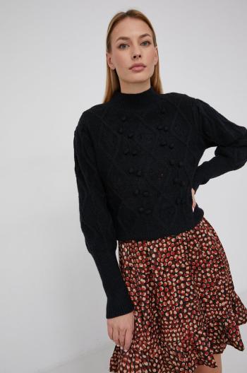 Vlnený sveter Answear Lab dámsky, čierna farba, ľahký, s polorolákom