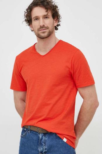 Bavlnené tričko United Colors of Benetton červená farba, jednofarebné