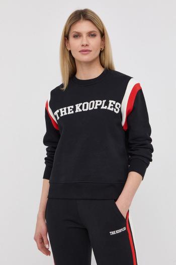 Bavlnená mikina The Kooples dámska, čierna farba, s nášivkou