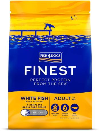 FISH4DOGS Granule veľké pre dospelých psov Finest biela ryba so zemiakmi 1,5kg, 1+